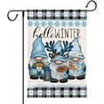 thumbnail image 3 of Bandera de jardín de gnomo, banderas de jardín de copo de nieve de Hello Winter, 12 x 18, bandera de jardín de Navidad de doble cara, bandera de arpillera a cuadros de búfalo, banderas decorativas de, 3 of 4