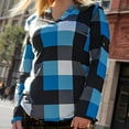 thumbnail image 4 of Weardear Womens V Neck Basic Plaid Print Cotton Cuffed Shirts Long Sleeve Work Tops Blouses S-5XL, 4 of 6