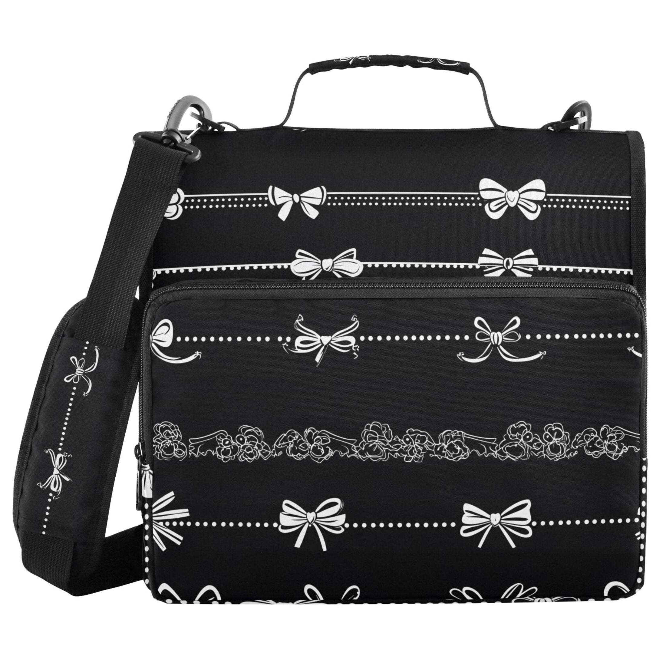 ALAZA Zipper Binder Romantic Bows 3 Ring Trapper Keeper File Folder Organizer Bag
