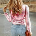 thumbnail image 6 of aidice Tops for Women Casual High Neck Long Sleeve Fitting Blouses Comfy Striped Fall Tops Underwear, 6 of 6