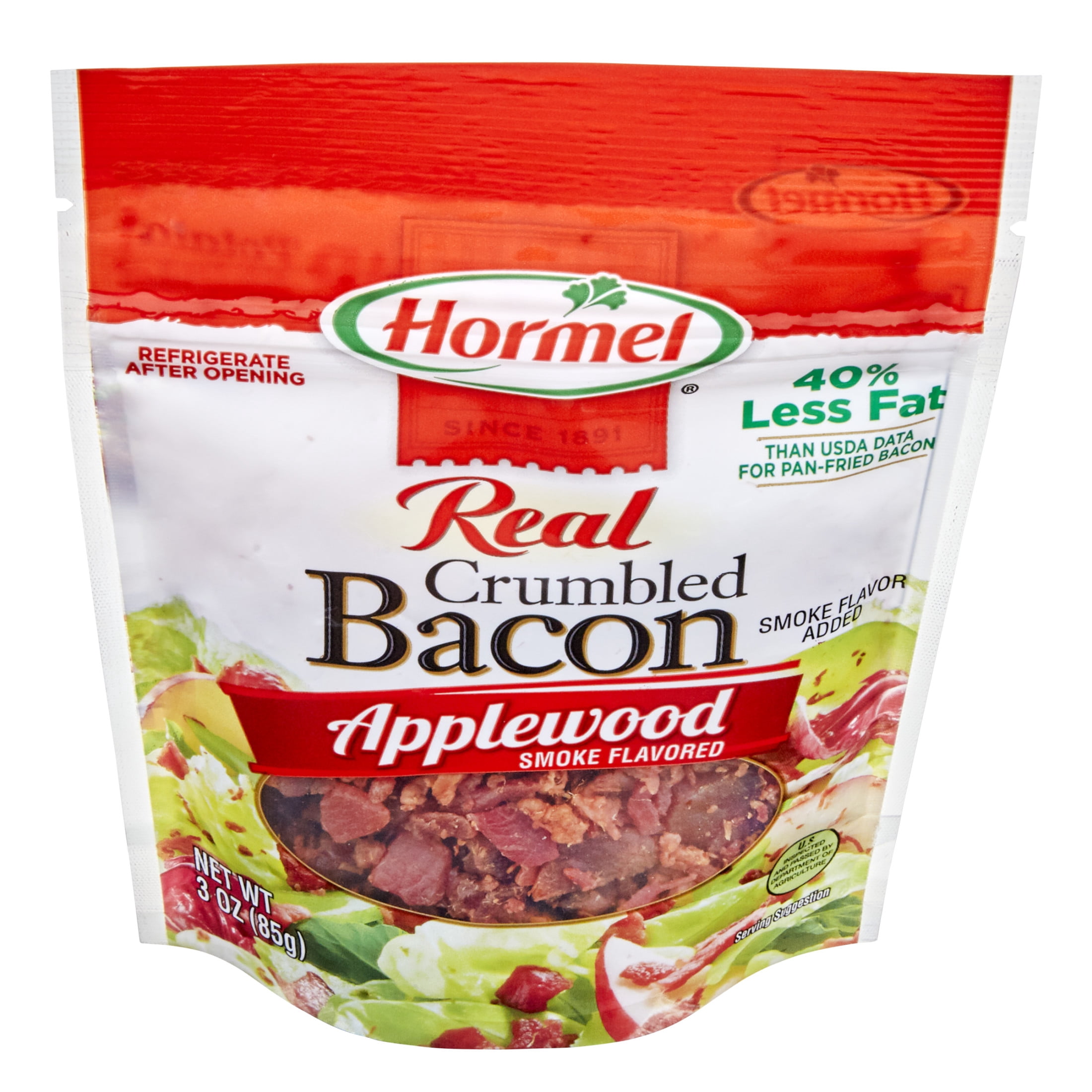 (8 pack) HORMEL Real Crumbled Bacon Topping, Applewood Smoke Flavored, Shelf Stable, 3 oz Plastic Bag