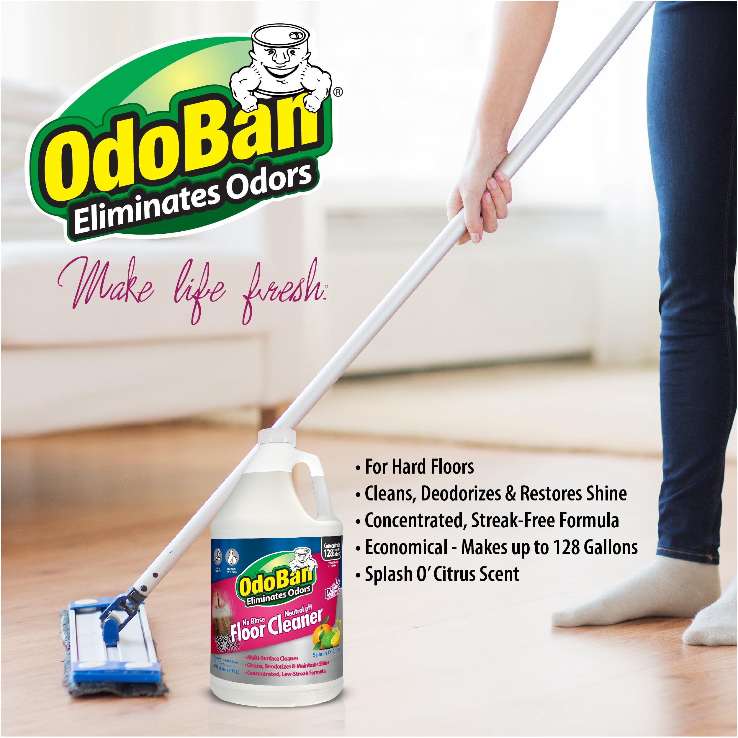 OdoBan No Rinse Neutral pH Floor Cleaner Concentrate, 1 Gallon