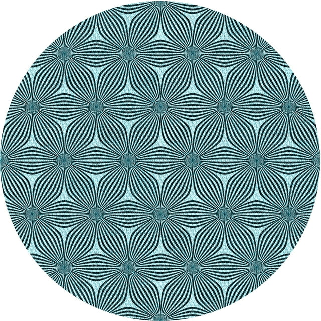 Ahgly Company Tapis d'Intérieur Lavables en Machine, Ronds, Bleu Lagon Bleu Transitionnel, Ronds de 3'