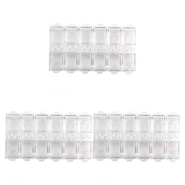 Vogacara Gran oferta, 1 unidad, caja de almacenamiento vacía de diamantes de imitación para decoración de uñas de 12 rejillas de plástico transparente 3piezas