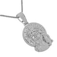 thumbnail image 2 of Men's 14K White Gold Over Simulated Diamond Jesus Face Piece Charm Pendent Chain Set, 2 of 5
