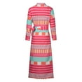 thumbnail image 3 of Abcnature Womens Maxi Dress, Women Long Sleeves Printing Lapel Lacing Slim Split Hem Dress, Plus Size Summer Casual Long Dresses Beach Party Dress Hot Pink M, 3 of 4