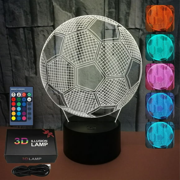 Amzcrzy Appareils Ménagers, Veilleuse pour Enfants Lampe Optique de Soccer avec Télécommande 16 Couleurs Changeantes Soccer Anniversaire Noël Saint-Valentin Idée Cadeau pour Fan de Sport Garçons Filles Veilleuse
