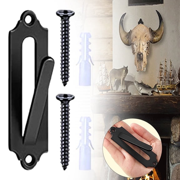 Deer Skull Mount Hook, European Mount Bracket Hanger, Animal Skull Wall Mount Hook, 1 Pack Black Heavy-Duty Rack, Small Game Animals Wall Mount Hook Black 4.13x1.3 Inch (1Pcs)