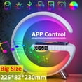 thumbnail image 2 of Large Size Big G 15W Wireless Charger Stand LED RGB Light Desk Lamp Speaker APP Control for iPhone for Samsung Fast Charging Station (Black APP control), 2 of 7