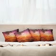 thumbnail image 3 of Ambesonne Tropical Throw Pillow Cover 4 Pack, Coconut Palm Tree Leaf, 18", Pink Orange, 3 of 6