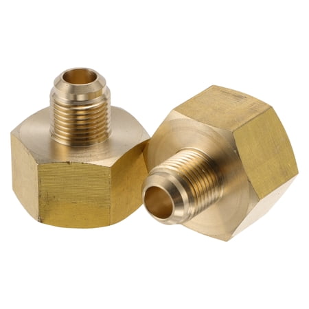 Unique Bargains 2 Pcs Brass Pipe Fittings for Air Conditioning 3/8 SAE 3/4 SAE Female to Male Thread Adapter Brass Pipe Extension Joint Connectors