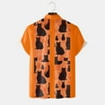 thumbnail image 5 of Mens Halloween Shirt Stylish Cat Skeleton Printed Short Sleeve Button Down Lapel Tops Comfortable Fall Daily Wear Shirts for Men Orange XXXL, 5 of 5