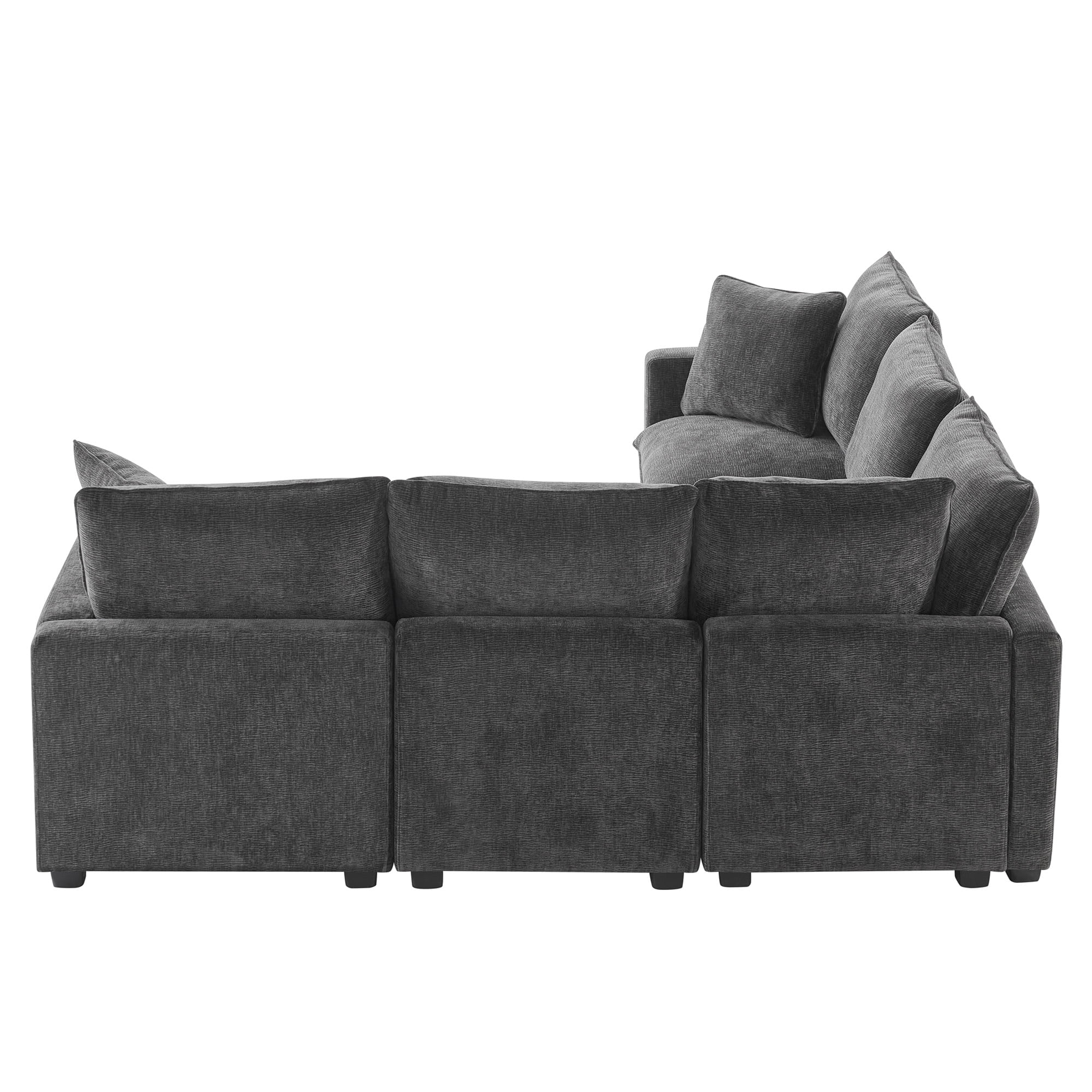 MAYEERTY 86x86" Modern L-Shaped Modular Sofa - 5-Seat Chenille Sectional with 2 Pillows, Freely Combinable for Living Room/Apartment/Office, 2 Colors
