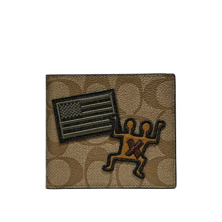 Double Billfold - NEW MEN'S COACH (F66591) DOUBLE BILLFOLD KEITH HARING SIGNATURE KHAKI WALLET