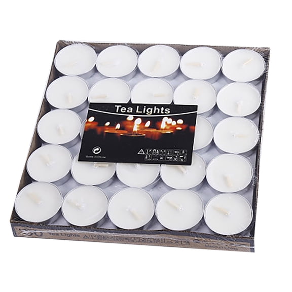 50Pack Tealight Candles, White, Unscented, Smokeless, Dripless & 1-2Hours Burn Time Long Burning Paraffin Tea Lights Candles for Home, Romantic Decor, Pool, Shabbat, Weddings & Emergencies