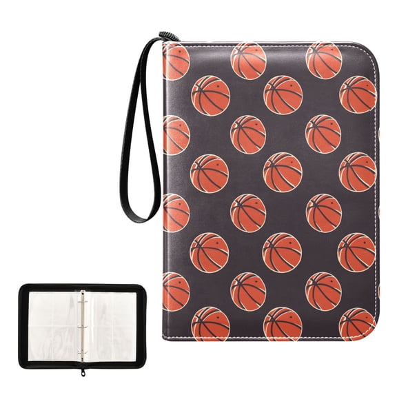 ALAZA Basketball on Dark Background Trading Card Binder 4 Pocket Cards Collection Album 400 Folder Holder