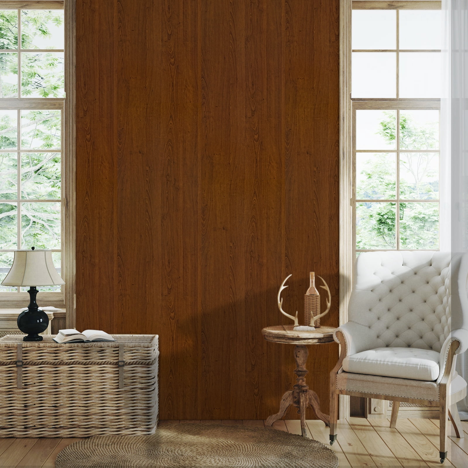 Abyssaly Wood Peel and Stick Wallpaper 15.7" × 118.1" Chestnut Woodgrain Removable Self-Adhesive Vinyl Wall Paper for Home Decor