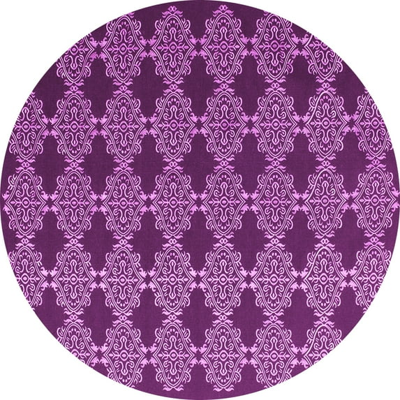 Ahgly Company Indoor Round Abstract Pink Contemporary Area Rugs, 4' Round