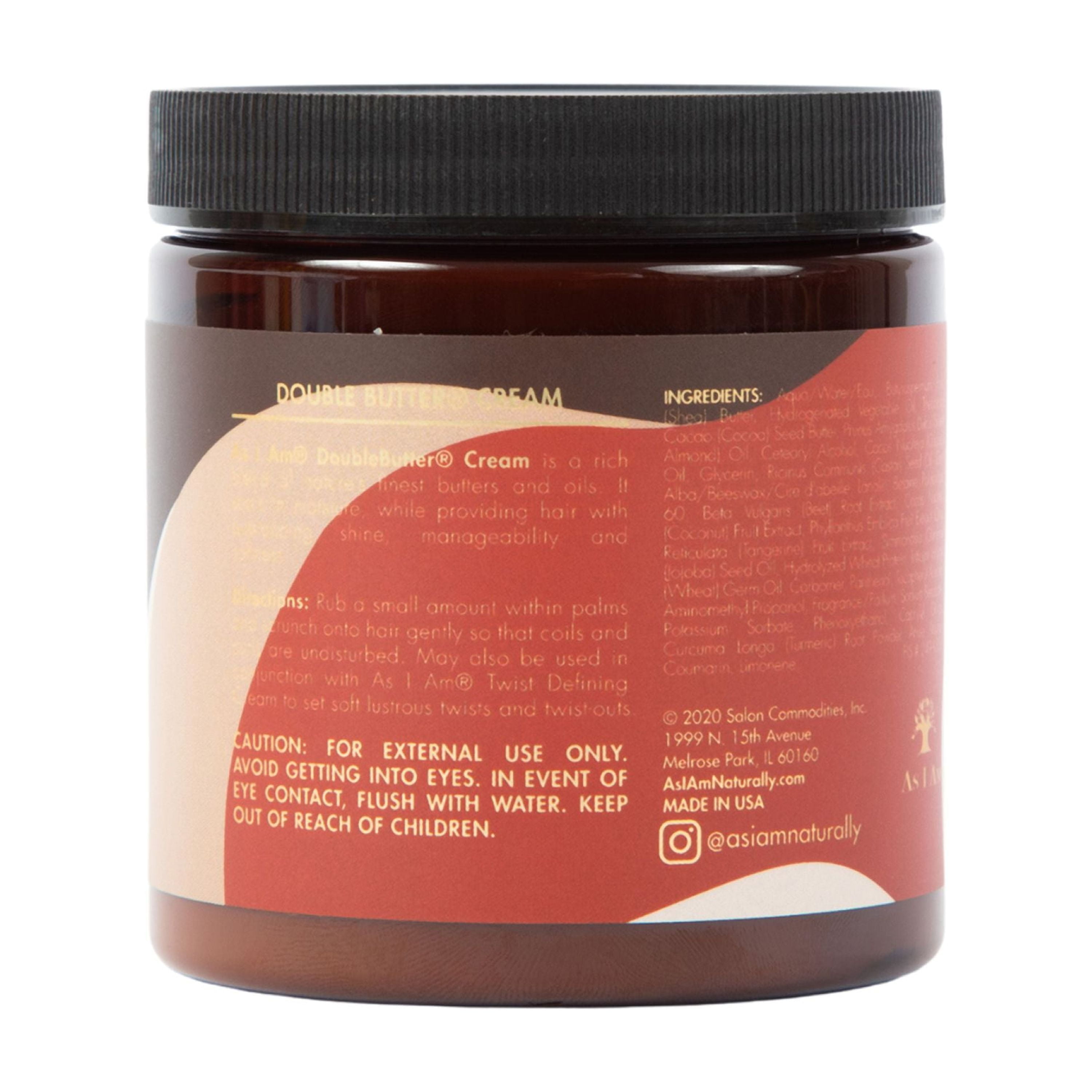 As I Am Coconut Double Butter Cream Moisturizing Cream for Dry Curls and Coils Softness and Shine 8 oz with Shea Butter, Castor Oil and Cocoa Butter