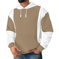 thumbnail image 2 of Men's Casual Sport Color Block Hooded Pullover Long Sleeve Hoodie for Winter Athletic Wear,Khaki,XL, 2 of 6