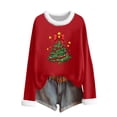 thumbnail image 2 of Craaazy Christmas Womens Shirts Fleece Crew Neck Long Sleeve Womens Tops Christmas Prints Loose Pullover Gifts for Women, 2 of 6