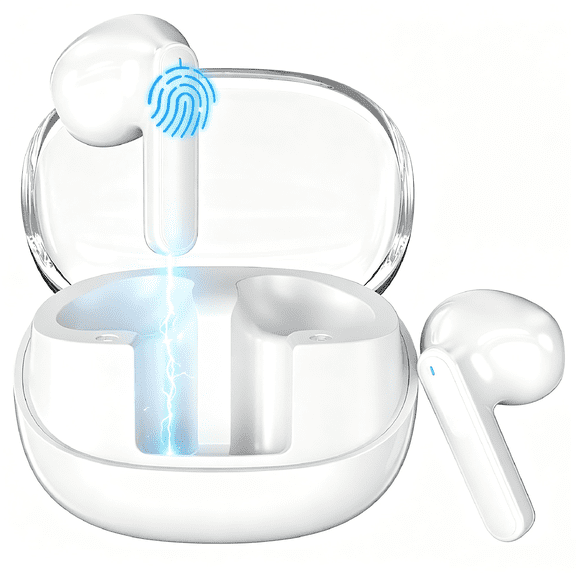Wireless Earbuds, 60 Hrs Bluetooth Earphones with Noise Cancelling Mics,in Ear Earbuds with LED Display, IPX7 Waterproof Earphones for iOS Android