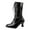 Black, variant on PEASKJP Boots for Women Mid Calf Chunky Heels Patent Leather Boots,Brown 40