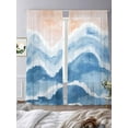 thumbnail image 3 of Blue Waves Coastal Semi Sheer Window Curtains 96 Inches Long, Light Blue Ombre Summer Beach Oceans Rod Pocket Voile Silky Chiffon Curtain Treatment Drapes for Kitchen, Living Room, 52"x96", 2 Panels, 3 of 9