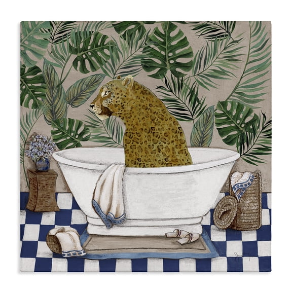 Stupell Industries Leopard in Tropical Bathtub Canvas Wall Art, design by Janet Tava