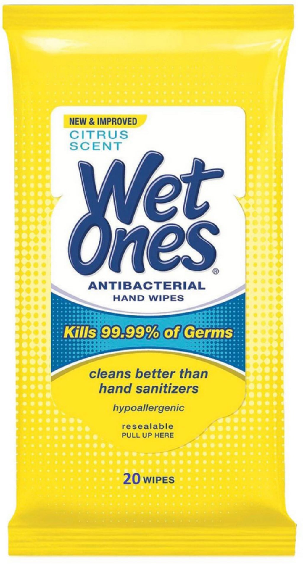 WET ONES Antibacterial Hand Wipes, Citrus Scent 20 ea (Pack of 2)