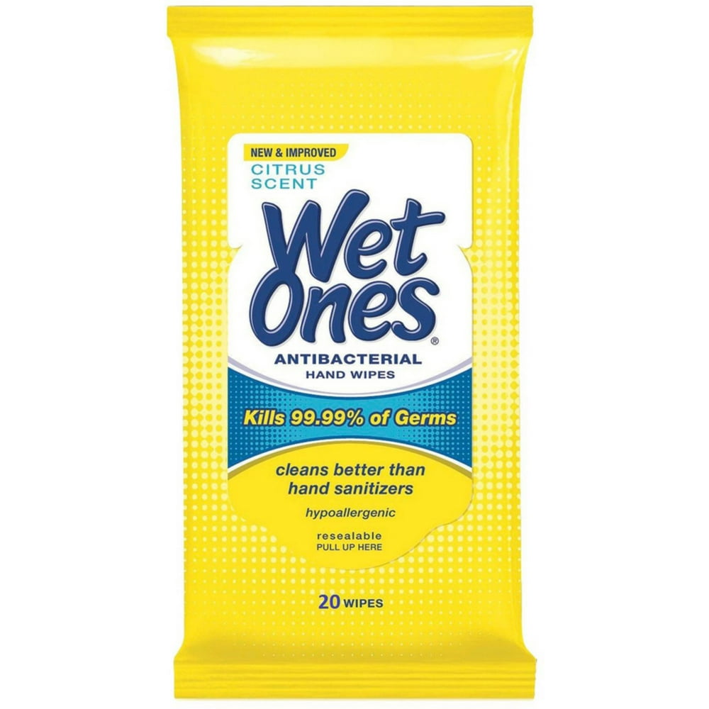 WET ONES Antibacterial Hand Wipes, Citrus Scent 20 ea (Pack of 2