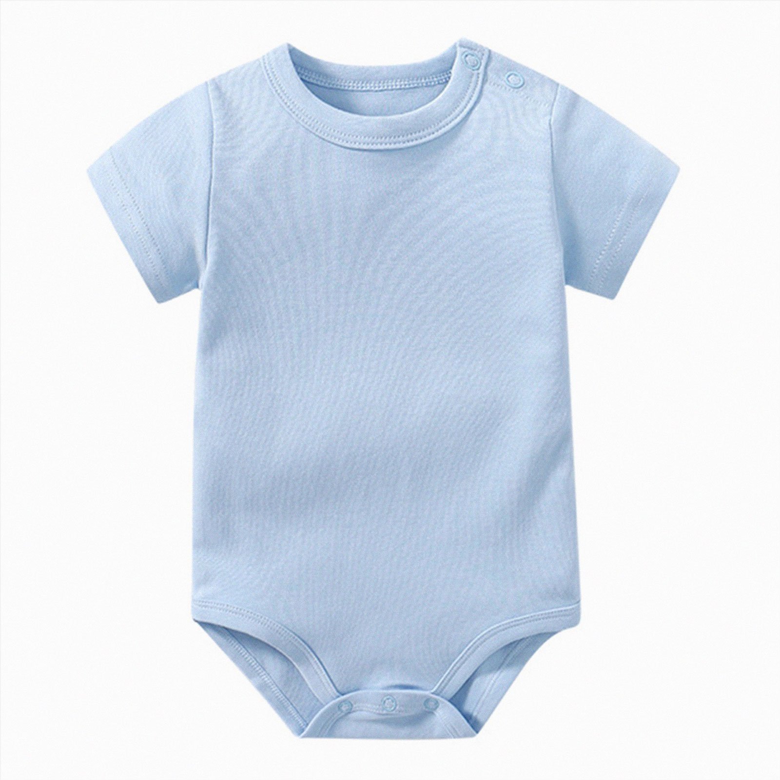 newwalpole Baby Bubble Onesie Romper 100% Organic Cotton Clothes Short Sleeve Summer Solid Color T-Shirt Footless Outfits (Light Blue, 18-24 Months)