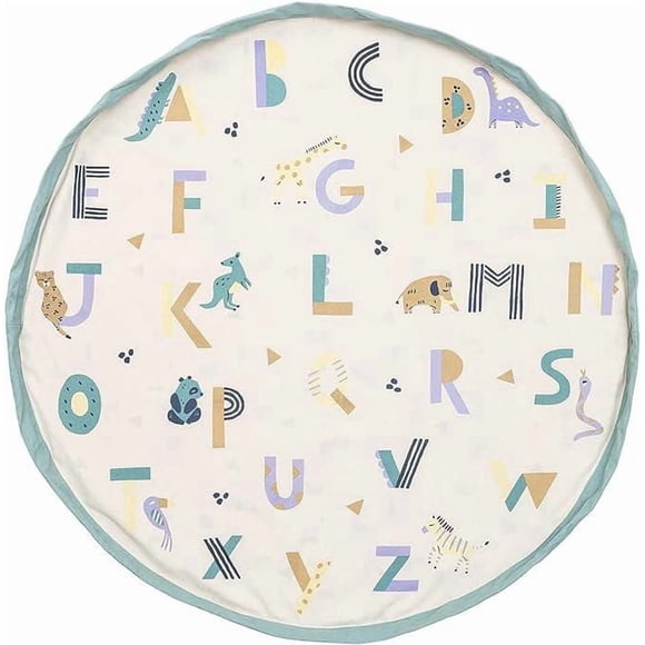Play & Go - ABC Alphabet & Amis Animaux - Tapis de Jeu 3-en-1 - Sac de Rangement et Sac à Couches - Réversible avec Arc-en-ciel et Formes - Amusant et Interactif pour Enfants - Diamètre 140 cm - Pour