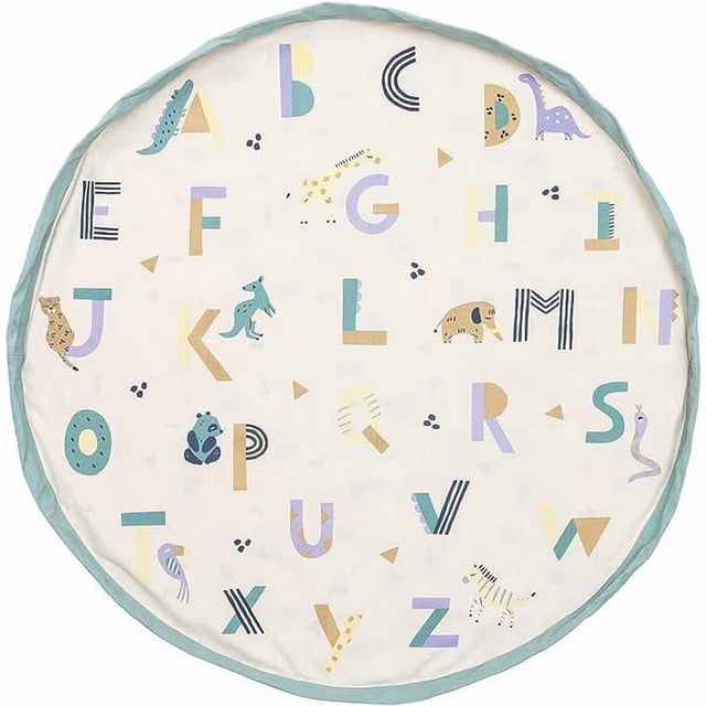 Play & Go - ABC Alphabet & Animal Friends - 3-in-1 Play Mat - Storage Bag & Diaper Bag - Double-sided with Rainbows and Shapes - Fun & Interactive for Kids - 140 cm Diameter - Suitable for Newborn to