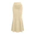 thumbnail image 3 of Junboys Women's Fishtail Midi Skirt - Sexy Flowy Bodycon Skirts for Women, Solid Color Summer Skirt for Club & Cocktail Evening,Beige L, 3 of 3