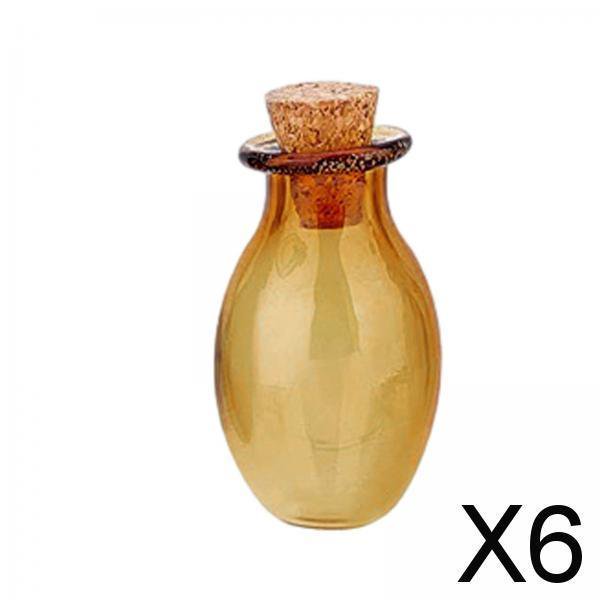 6xMini Botellas de Vidrio con Tapones de Corcho, Botella de Deseos, Frascos de Hechizos Vacíos Transparentes, Botellas a para Recuerdos de B 6 piezas