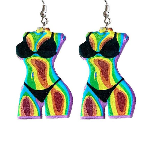 1 2 pendientes de acrílico llamativos, pendientes de cuerpo de chica sexy, pendientes colgantes