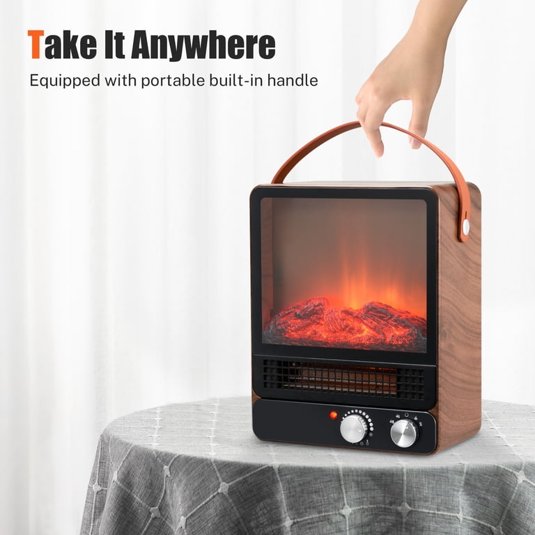 SYNGAR Space Heater for Indoor Use, 1500W Freestanding Fireplace Heater  with Realistic Flame, 12 Inch Portable Stove Heater with Overheat  Protection, Control Panel, Safe for Office Use, Brown - Walmart.com