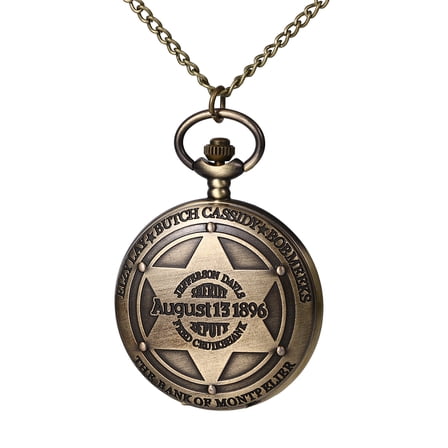 Avaner Western Pioneer Pocket Watch: Men Women Analog Quartz Vintage Arabic Numeral Dial 1896 Sheriff Badge Design Unisex Pendant Watches
