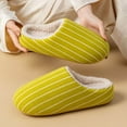 thumbnail image 4 of Women's Men's Memory Foam House Slippers Wide Width Stripe Bedroom Slide Shoes Non Slip Platform Indoor Slippers, 4 of 8