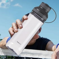 AuroraX Travel Water Bottles Sports Plastic Clear 32 oz Cups with Handle,Leakproof Large Capacity Portable Car Water Bottles for Weight Loss(Gray)