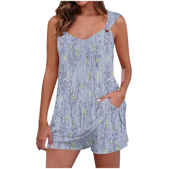Women's Casual Set, V-Neck Sleeveless Camisole Top with Pocket Pants, Loose Fit Slimming Fashion Two-Piece Outfit, for Spring Summer Daily Wear Dating Party Wedding