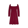 thumbnail image 5 of IROINNID Sexy Dresses For Women Vacation Date Dress Casual Temperament Square Neck Draw-cord Hollow 3/4 Bubble Sleeve Dress On Sale, 5 of 6