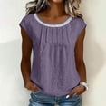 thumbnail image 2 of RQYYD Womens Sleeveless Lace Trim Crew Neck Tops Casual Summer Blouses Loose Fit Flowy Tank Tops for Daily Wear, 2 of 7