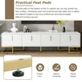 thumbnail image 4 of TUANLUO Television Stand with 4 Doors, TV Console for 80" TVs, TV Cabinet with Adjustable Metal Legs and Shelves, Modern Entertainment Center, TV Stand Furniture for Living Room Bedroom, White, 4 of 10