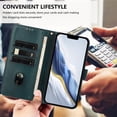 thumbnail image 6 of Wallet Case for iPhone 16, Short Strap PU Leather Case, Premium PU Leather Kickstand Magnetic Folio Cover for iPhone 16 with Card Holder, Support Wireless Charging - Darkgreen, 6 of 9