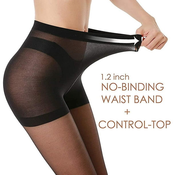 Buy 2 Pair Women's Control Top Semi Opaque Tights 40D Pantyhose (40D  Black&Coffee Brown, XL) at