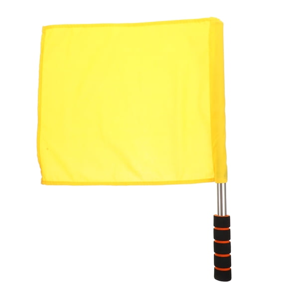 QIFULL Yellow Conducting Flag with Stainless Steel Pole and Sponge Handle for Outdoor Sports and Racing Referee Use