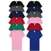SOCKS'NBULK 12 Pack of Womens T-Shirts in Bulk, Cotton Crew Neck Scoop Short Sleeve Tees Assorted Colors Bulk