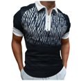 thumbnail image 1 of YDLCAFD Men's Spring and Summer Slim Zipper Collar Shirt Printing Top Lapel Multicolor Printing Short Sleeve Top Blouse, 1 of 3